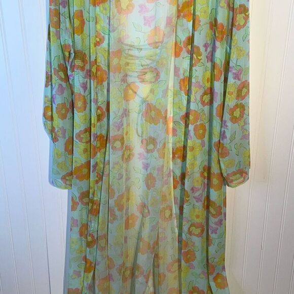 Savage x Fenty Free Spirit Floral Mesh Sheer Full Length Robe Women’s Size 2X/3X - Picture 3 of 9